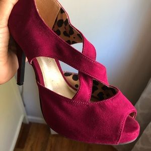 Christian Siriano cranberry pumps